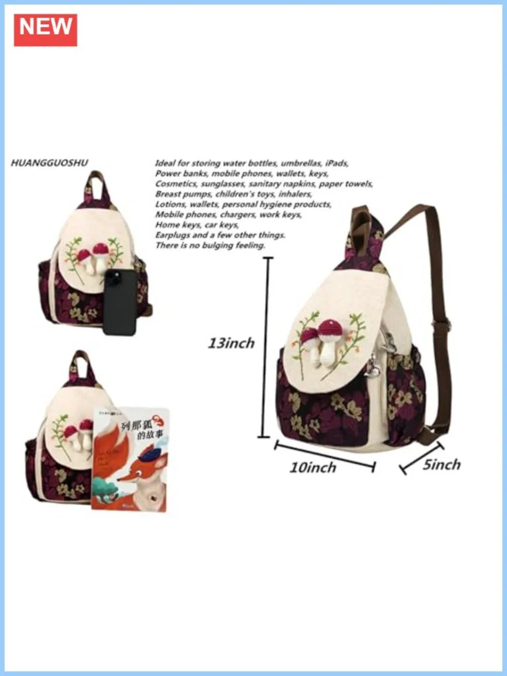 Women's Retro Canvas Backpack with 3D Design for Daily Commuting